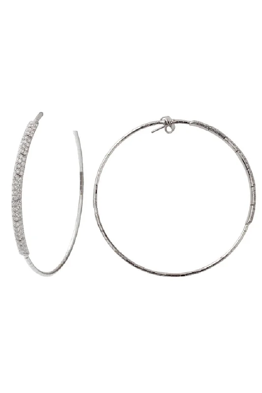 Indian Drop Earrings with Intricacy -6cm Rugiada Diamond Pave Hoop Earrings