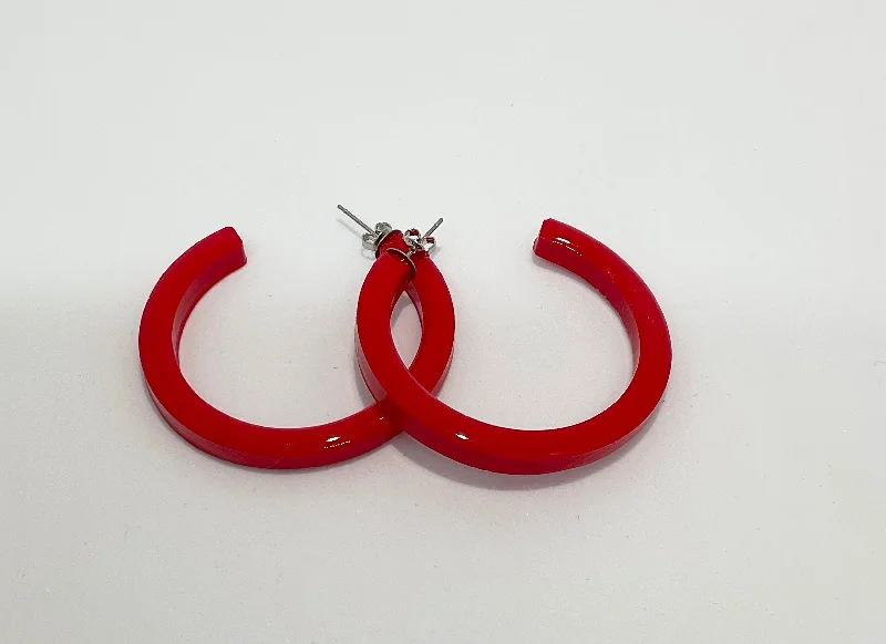 Drop Earrings with Knot Designs -Rosie Large Red Hoop Earrings