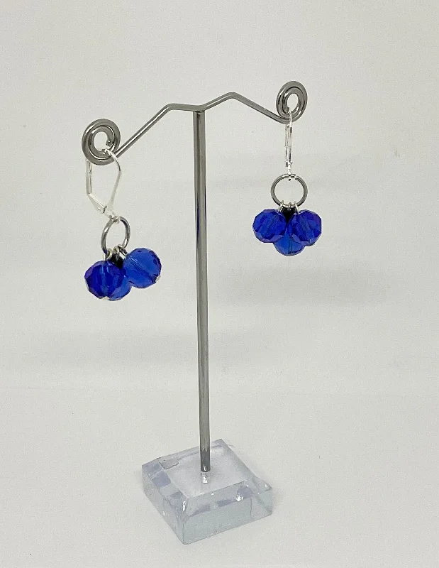 Drop Earrings for Prom Night -Royal Blue/Black Bead Drop  Earrings