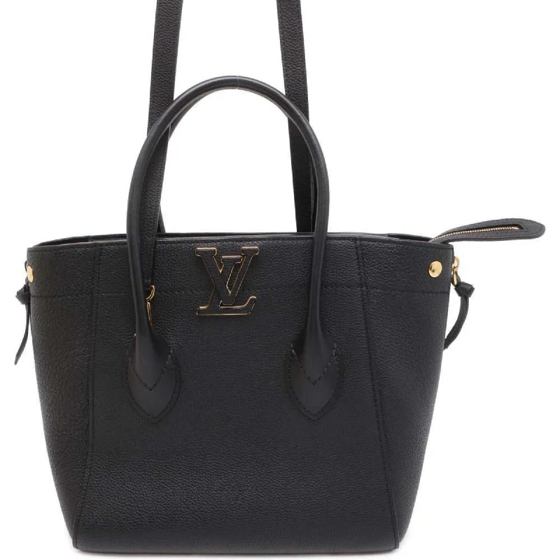 Handle bags with vintage vibes for nostalgia -Louis Vuitton  Noir Leather Tote Bag (Pre-Owned)