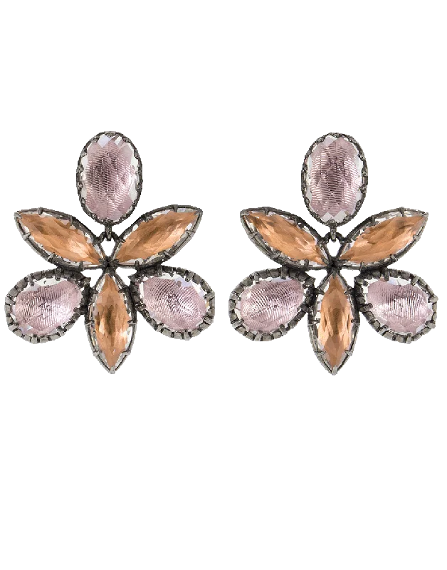 Drop Earrings with Debossed Designs -Sadie Orchid Ballet Stud Earrings