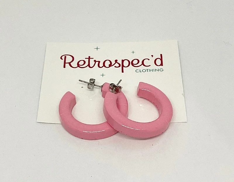 Minimalist Drop Earrings with Simplicity -Rosie small Pink Hoop Earrings