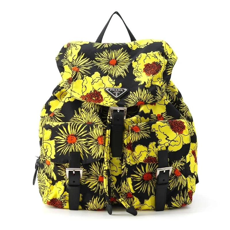 Handle bags with retro logos for charm -Prada Saffiano  yellow Nylon Saffiano Backpack (Pre-Owned)