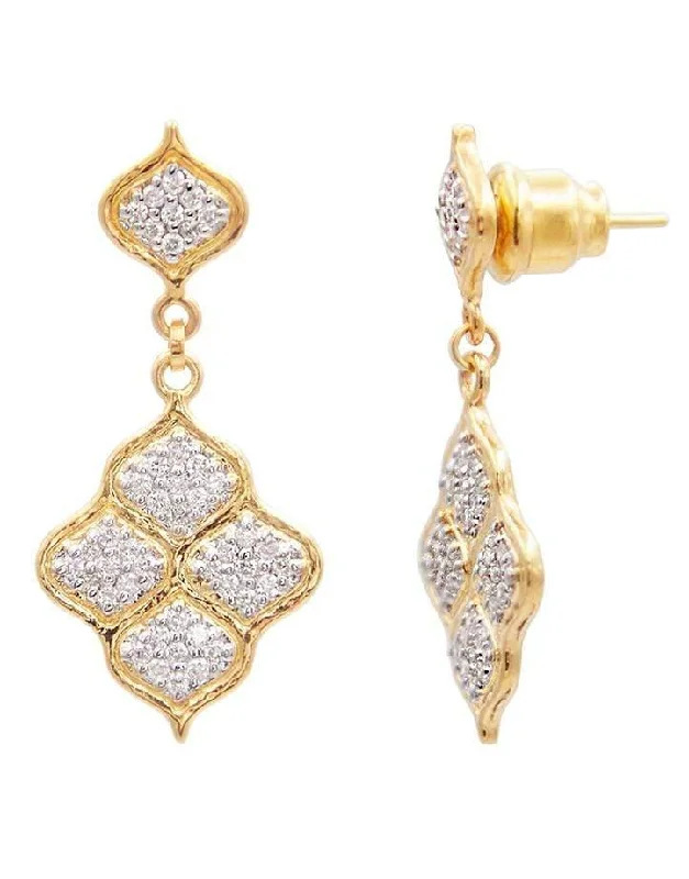 Animal Print Drop Earrings for Fun -Diamond Pave Trellis Earrings