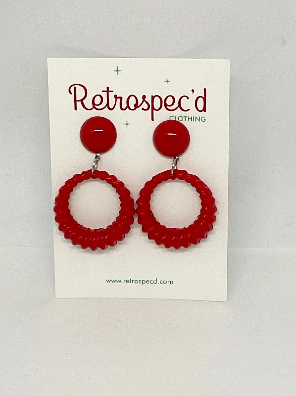 Gold Drop Earrings for Women -Do The Twist Earrings Red