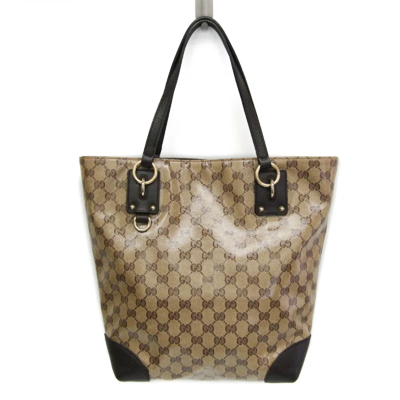 Large handle bags with spacious interior compartments -Gucci Gg Crystal    Pvc Leather Tote Bag (Pre-Owned)