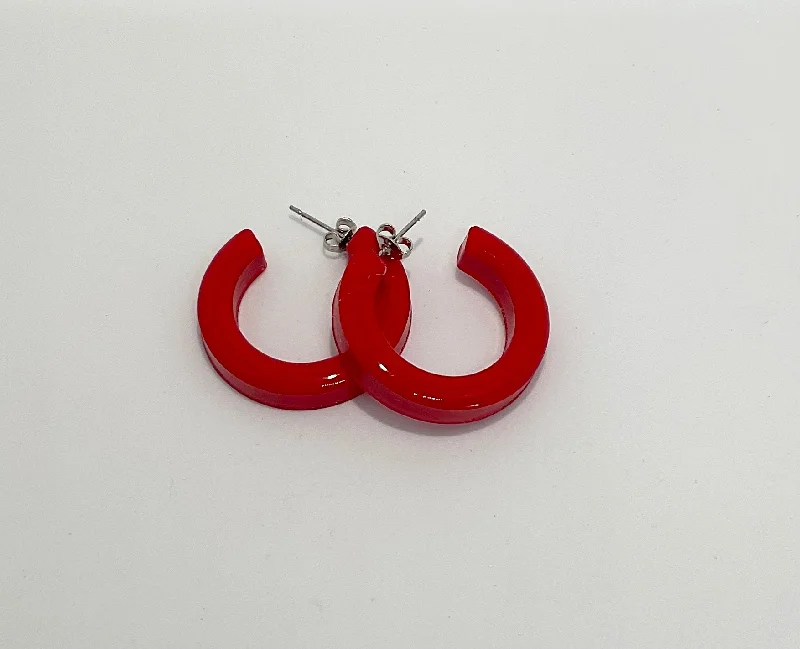 Diamond Drop Earrings for Luxury -Rosie Sml Red Hoop Earrings