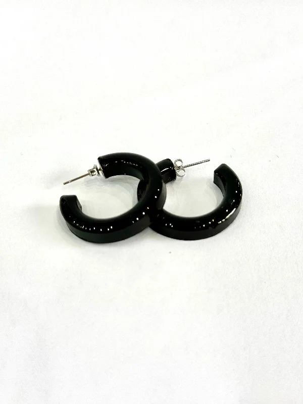 Drop Earrings with Infinity Symbols -Rosie Small Black  Hoop Earrings