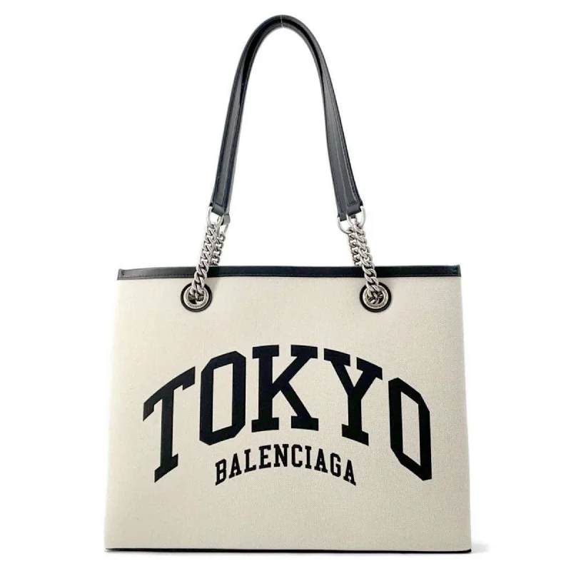 Handle bags with contrast stitching for detail -Balenciaga  Canvas Leather Tote Bag (Pre-Owned)