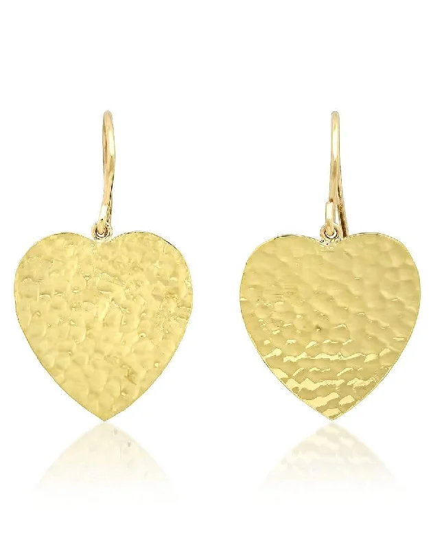 Ethnic Drop Earrings with Tribal Design -Hammered Heart Drop Earrings