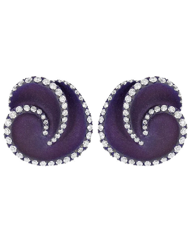 Drop Earrings for Beach Outfit -Diamond and Purple Titanium Stud Earrings