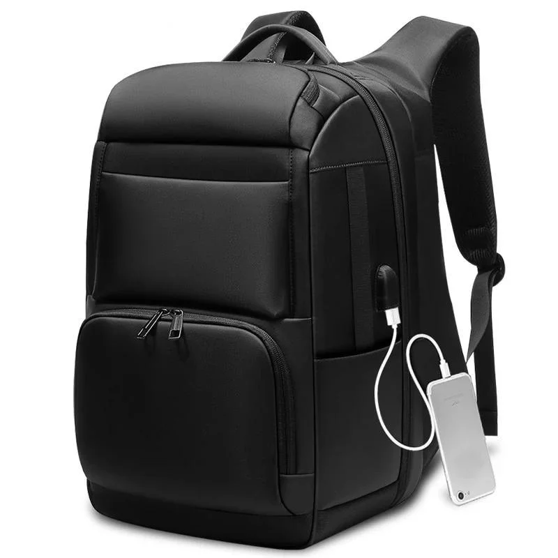 Fashionable canvas backpack for trendy college students -Men's Euro 17" Laptop Back with USB Charging