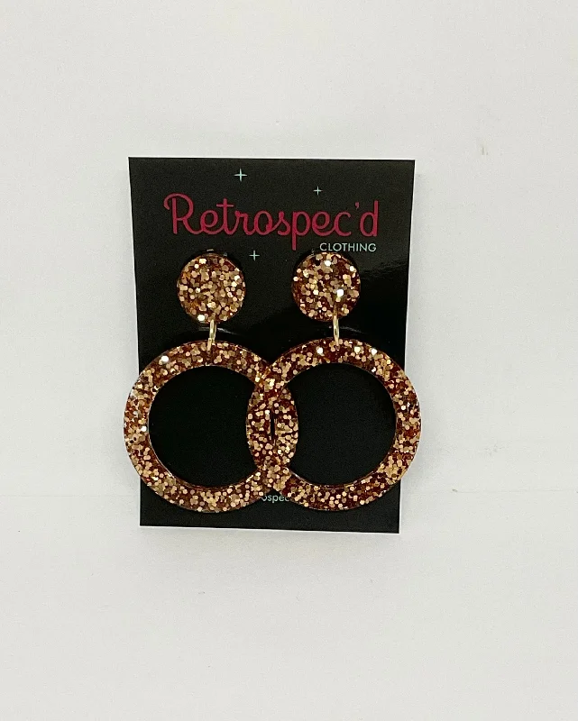 Drop Earrings with Matte Finish -Lou Lou  Rose Gold  Glitter Hoop Earrings