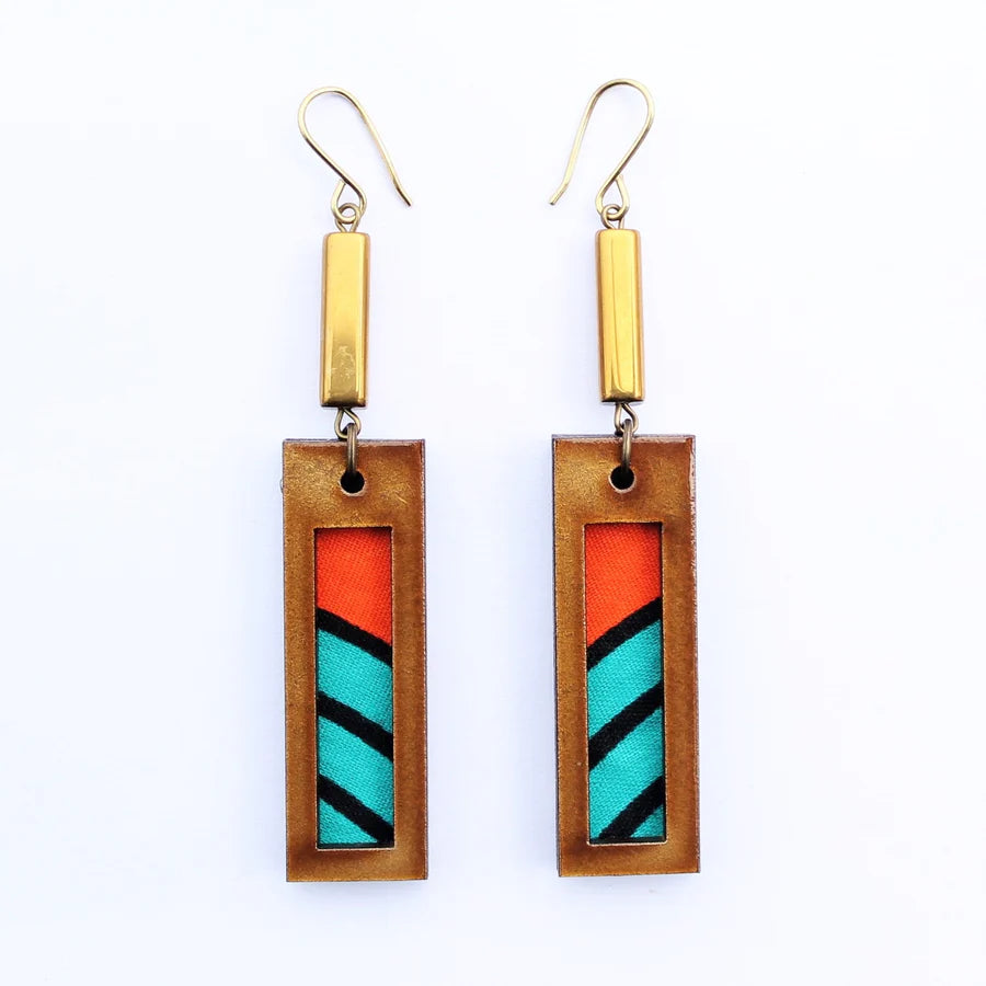 Heavy Duty Drop Earrings for Durability -INKATURAH Bar Print African Print Earrings