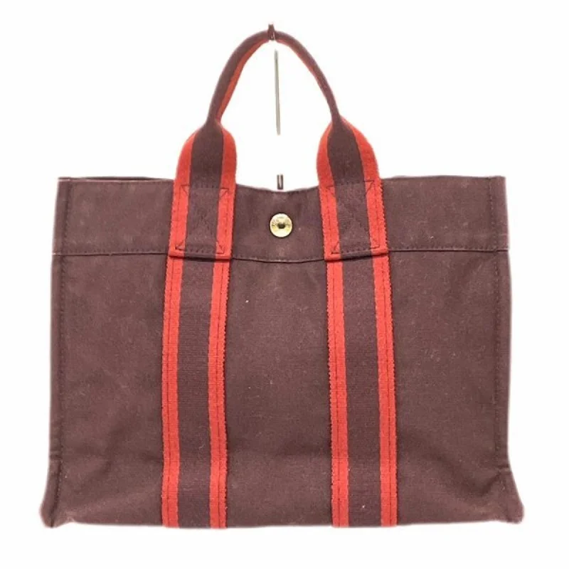 Handle bags with padded handles for comfort -Hermes Fourre Tout  Canvas Handbag Tote Bag (Pre-Owned)