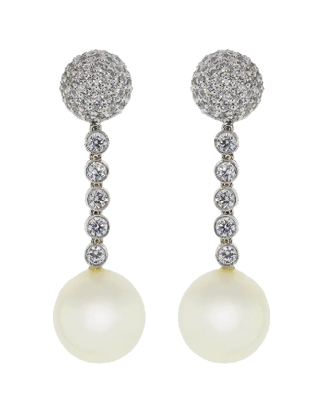 Drop Earrings with Matte Finish -Pearl Ball Drop Clip Earrings