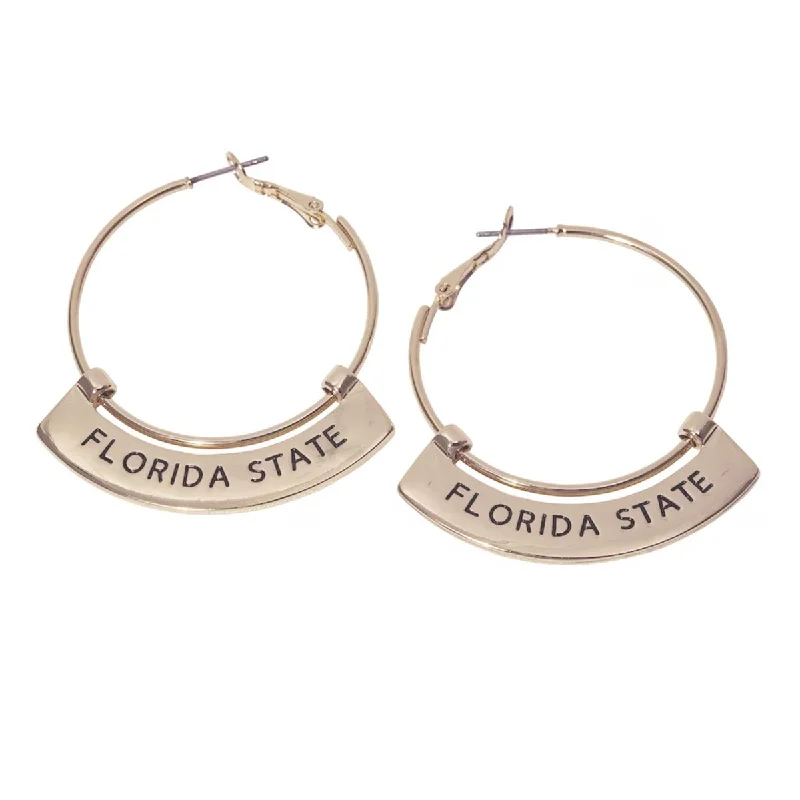 Drop Earrings for Work Attire -Emerson Street Florida State Gold Hoop Earrings