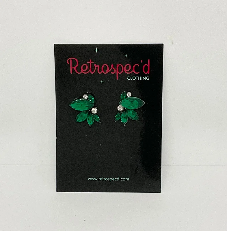 Heart Shaped Drop Earrings for Love -Sparkle Jewel Earrings Green