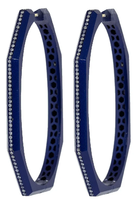 Drop Earrings with Infinity Symbols -Otto Navy Diamond Hoop Earrings