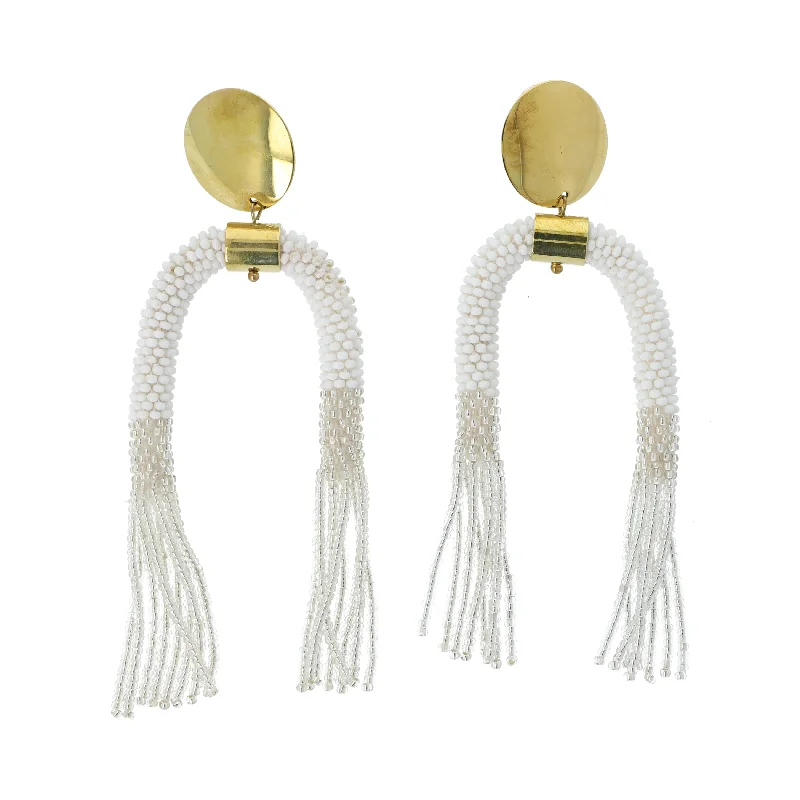 Crystal and Pearl Drop Earrings for Glamour -Mtwapa Earrings - White