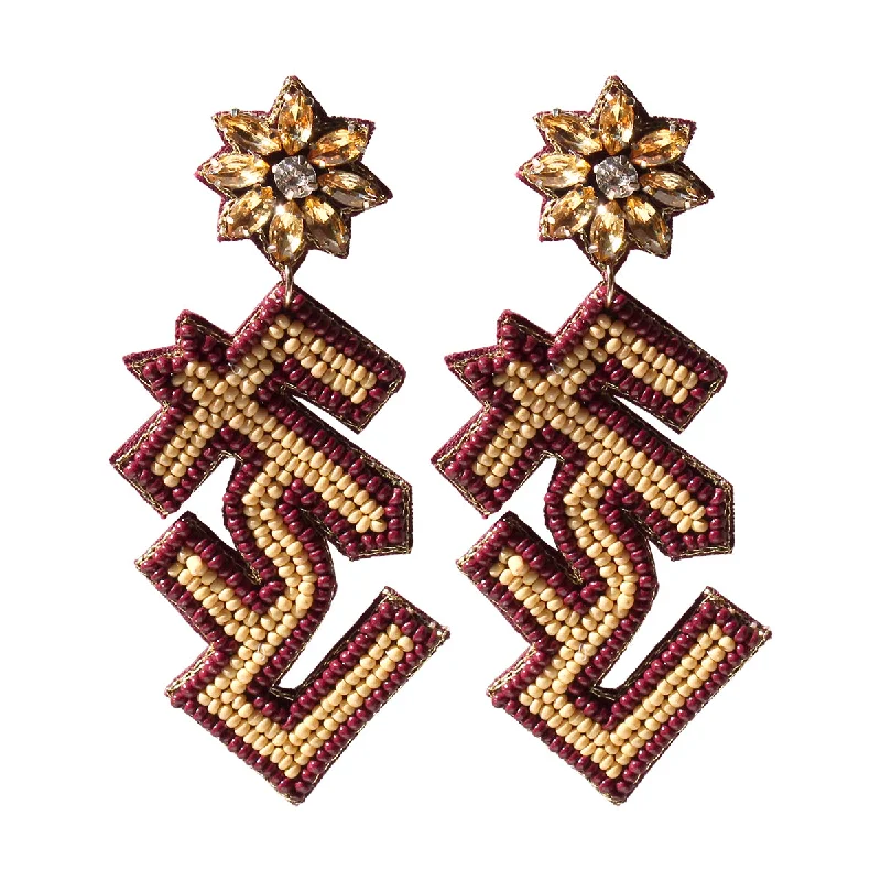 Drop Earrings for Graduation Day -Capri Designs Stacked FSU Beaded Rhinestone Earrings