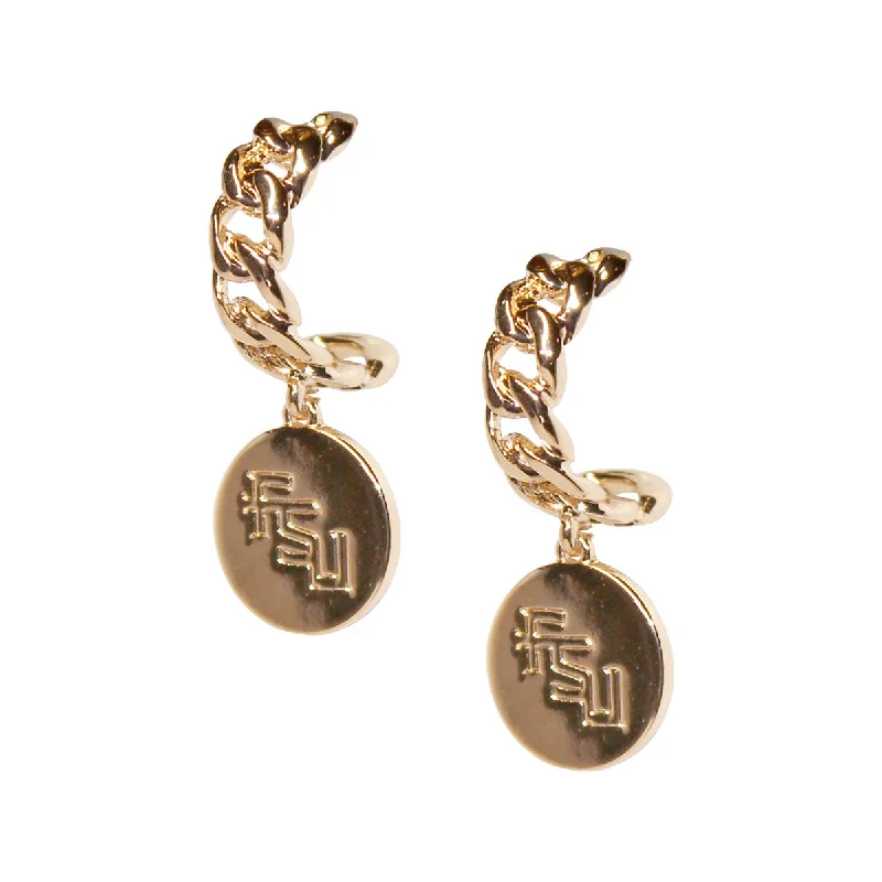 Drop Earrings for Anniversary -Emerson Street Stacked FSU Mini Dangle Half Hoop Stud Earrings