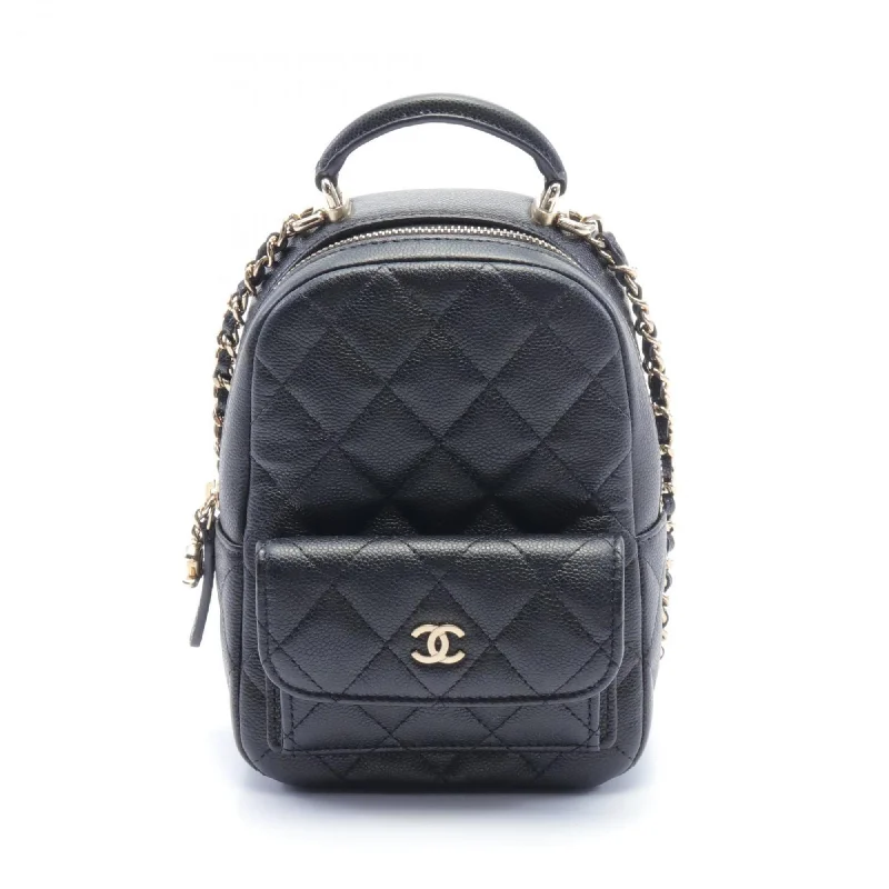 Handle bags with bright florals for cheer -Chanel  Caviar Leather Backpack (Pre-Owned)