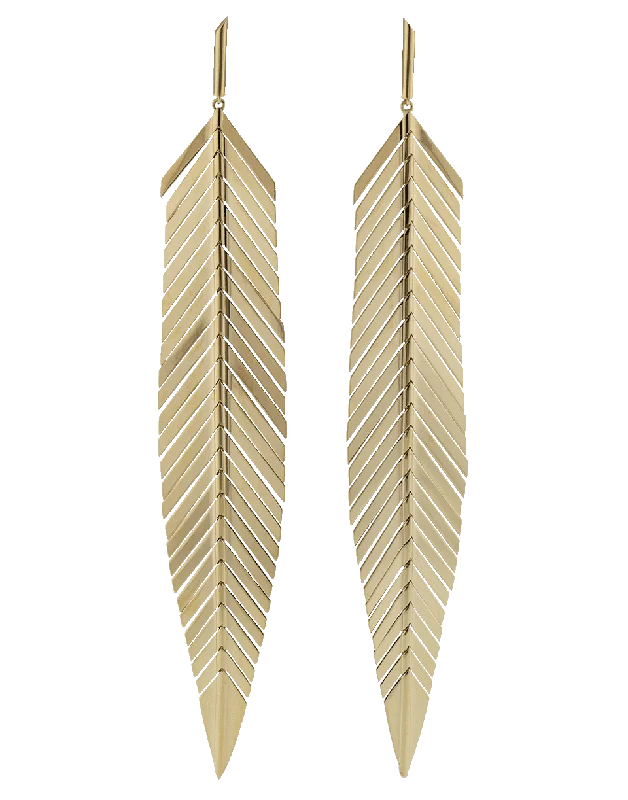 Drop Earrings for Party Look -Large Feather Drop Earrings