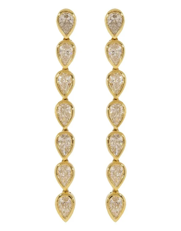 Heavy Duty Drop Earrings for Durability -Short Pear Diamond Bezel Drop Earrings