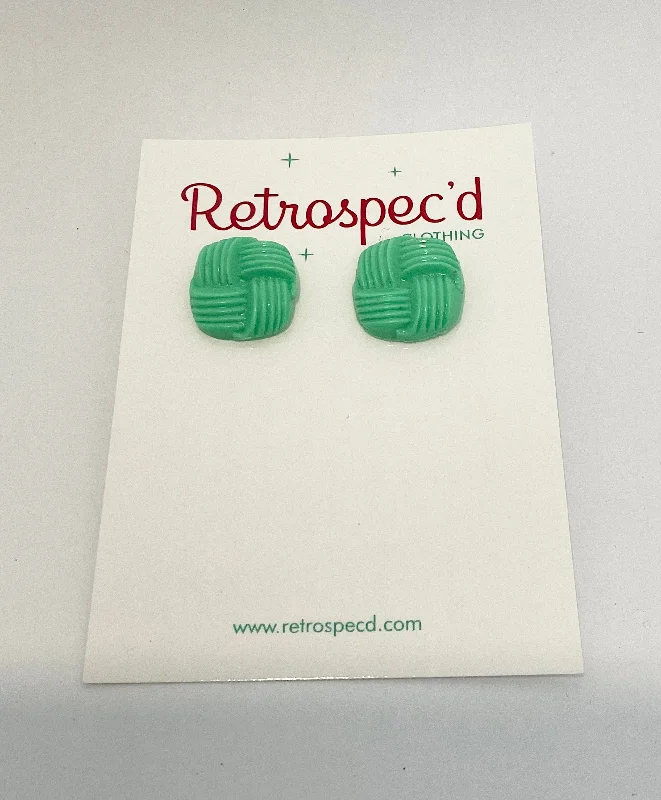 Drop Earrings with Symbolic Elements -Basket Weave Peppermint Stud Earrings