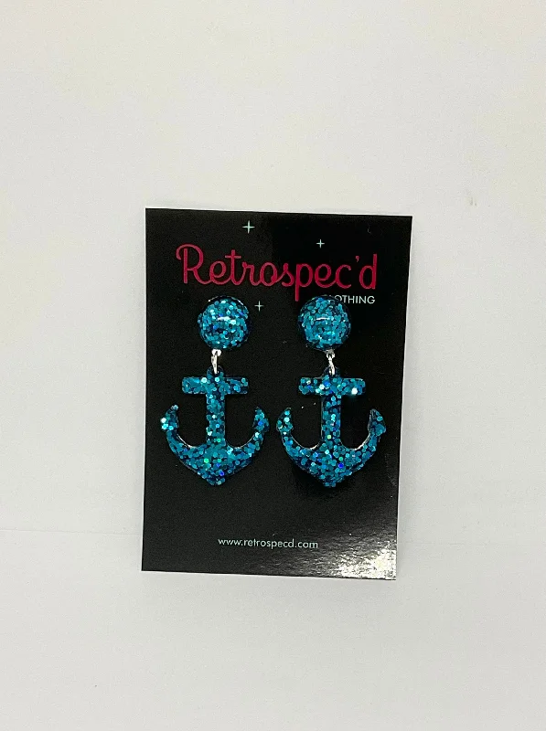 Drop Earrings for Office Wear -Sail Away Earrings Turquoise Glitter