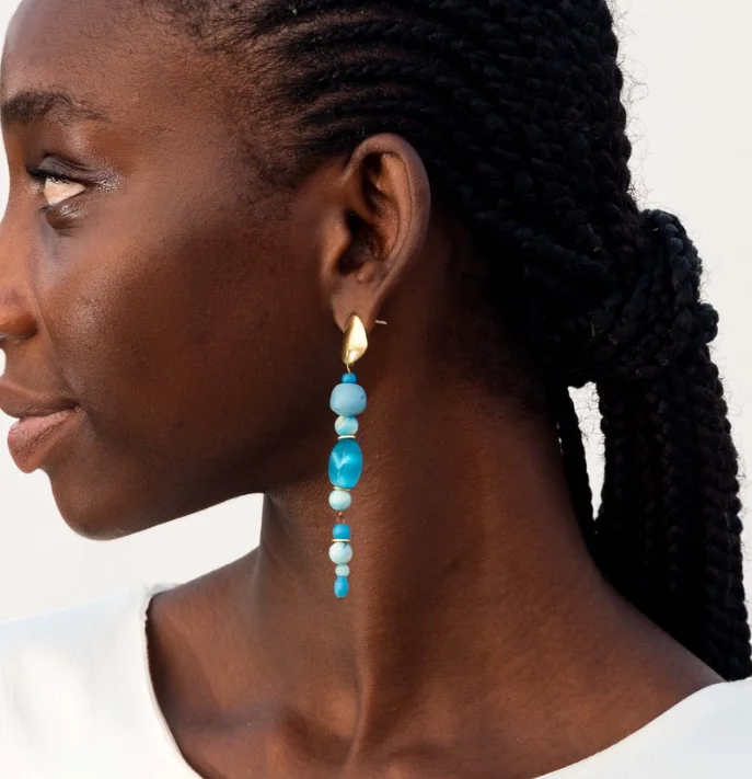 Retro Drop Earrings for Nostalgia -Aketekete La Glass Beads Earrings