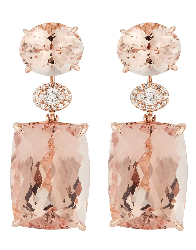 Drop Earrings with Abstract Designs -Morganite Two Drop Earrings