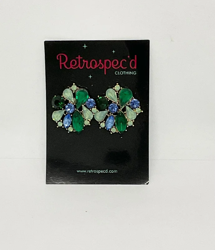 Round Drop Earrings for Classic -Hollywood Cluster Green/Blue Earrings