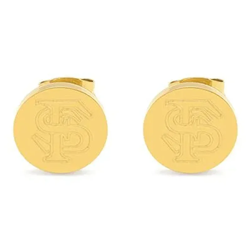 Drop Earrings for School Uniform -Fandrip Interlocking FS Gold Earrings