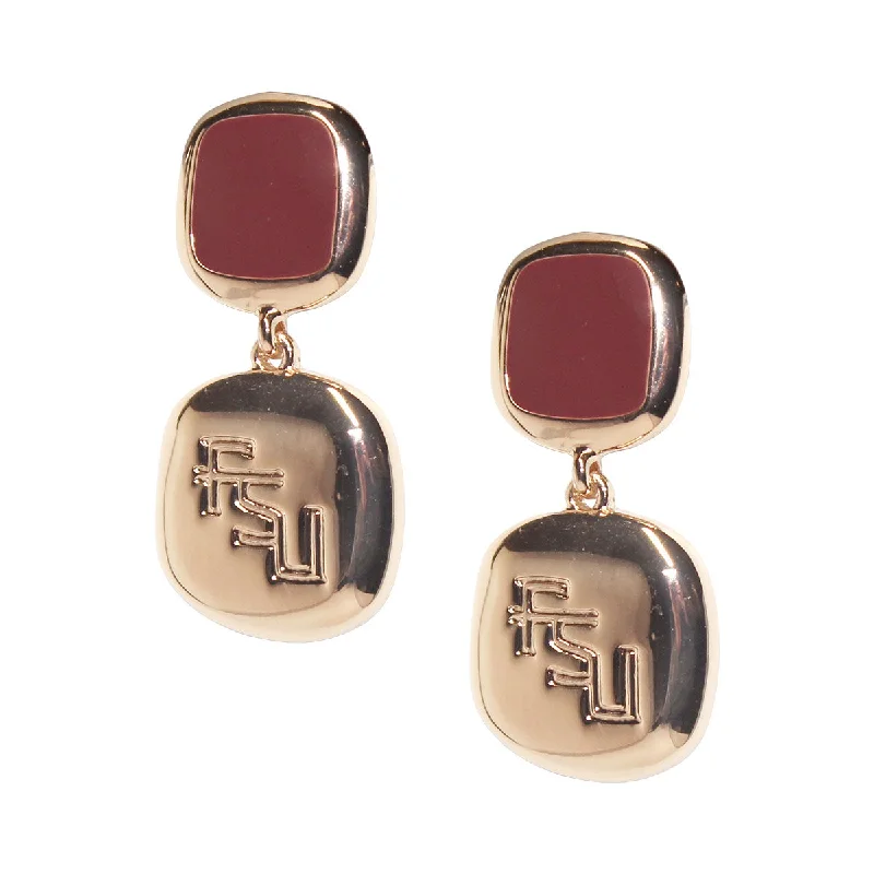 Drop Earrings for Formal Attire -Emerson Street Stacked FSU Garnet Dangle Stud Earrings