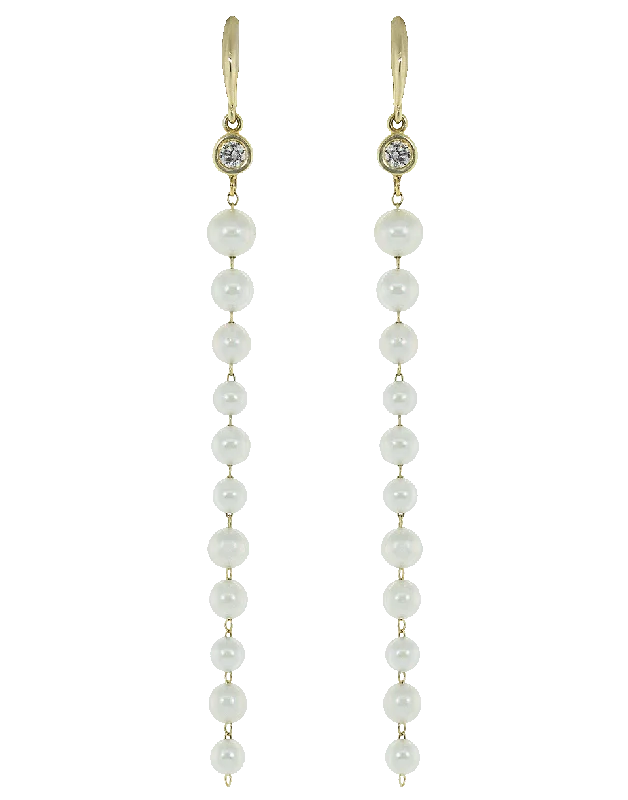 Detachable Drop Earrings with Charms -Akoya Pearl Long Drop Earrings