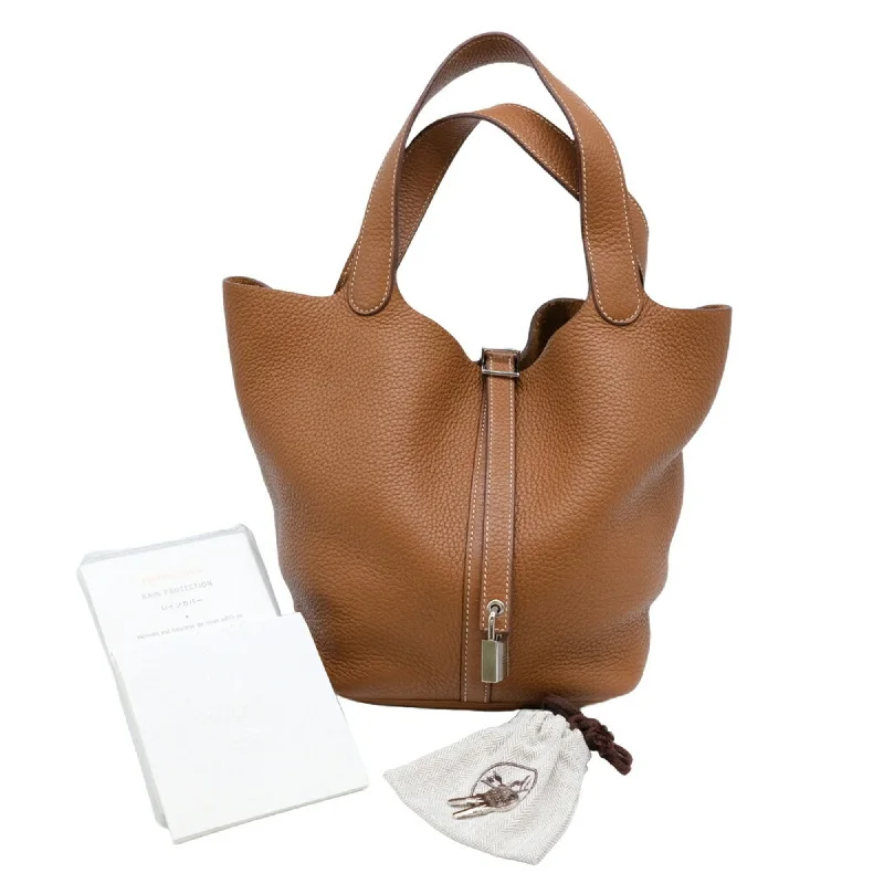 Handle bags with lightweight fabric for ease -Hermes  Taurillon Clemence Leather Handbag Tote Bag (Pre-Owned)