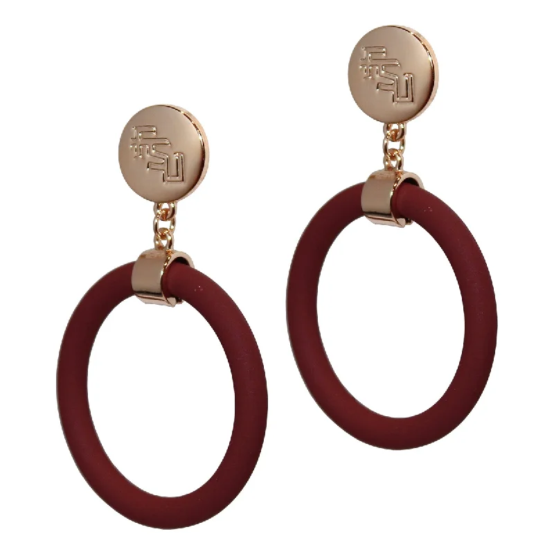 Drop Earrings for Christmas Party -Emerson Street Stacked FSU Garnet Hoop Stud Earrings