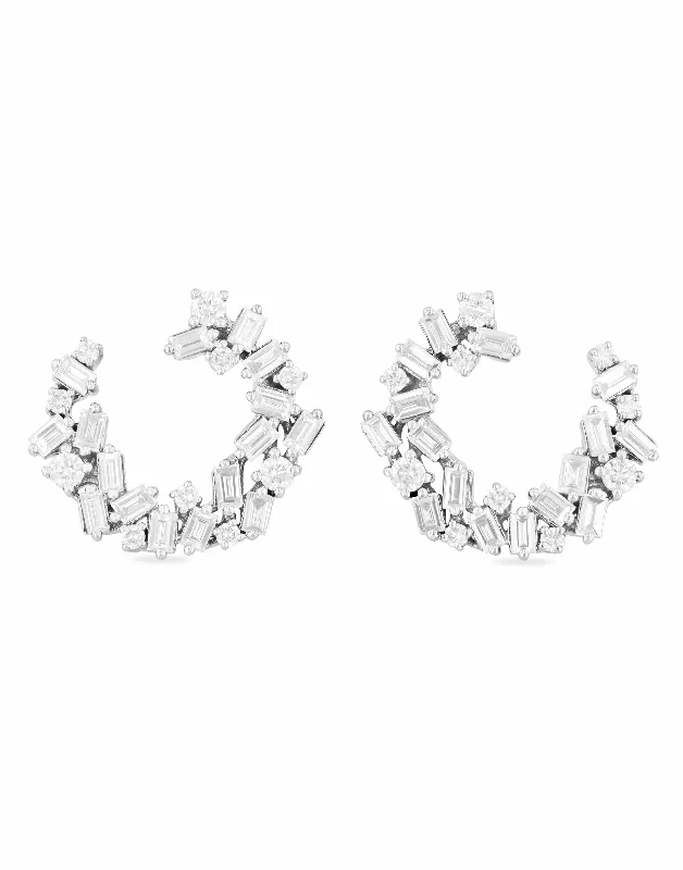 Diamond Drop Earrings for Luxury -Diamond Fireworks Spiral Earrings