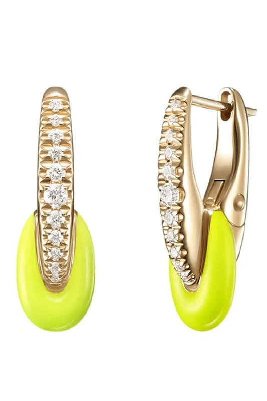 Hypoallergenic Drop Earrings for Sensitive -Neon Yellow Ada Huggie Hoop Earrings