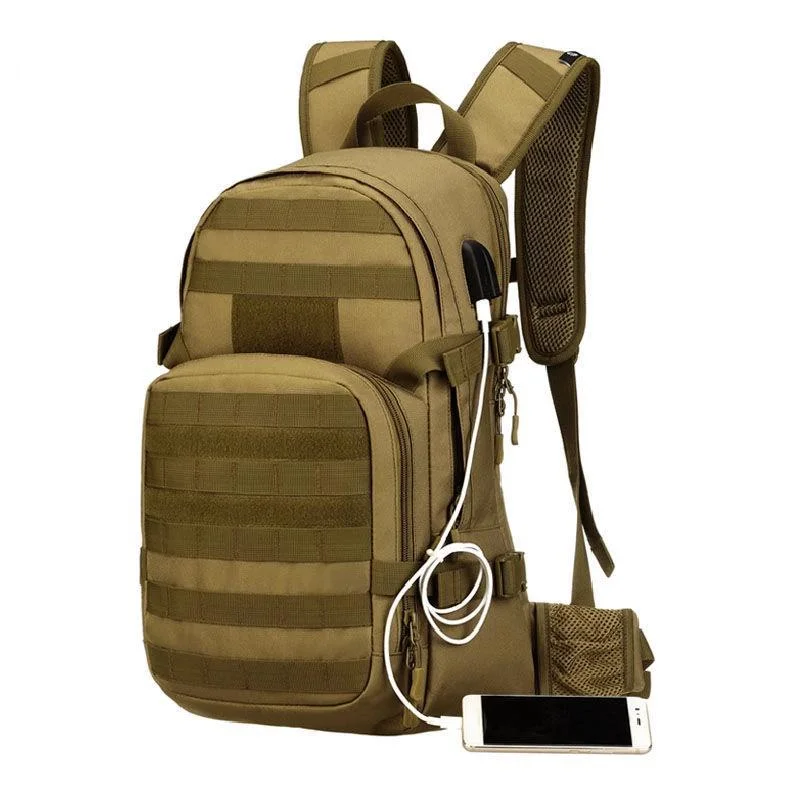 Heavy-duty canvas backpack for tough work environments -25L Molle Military Tactical Back with USB Charging