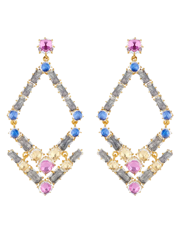 Drop Earrings with Filigree Work -Caterina Trapezoid Chandelier Earrings