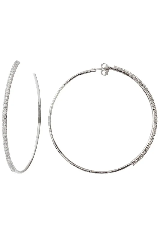 Celtic Drop Earrings with Knotwork -6cm White Gold Rugiada Diamond Tennis Hoop Earrings