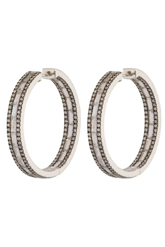 Drop Earrings for Birthday Celebration -Moonstone and Diamond Hoop Earrings