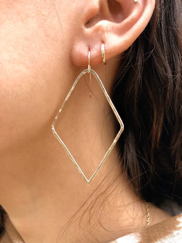 Drop Earrings with Hammered Finish -Everyday Diamond Earrings by Toasted Jewelry