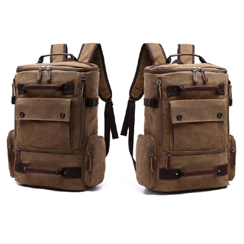 Sleek business backpack with hidden laptop pocket -Men's Classic Canvas Travel Backpack