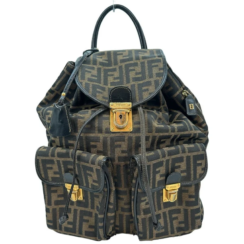 Quilted handle bags with stylish textured finish -Fendi  Canvas Leather Backpack (Pre-Owned)