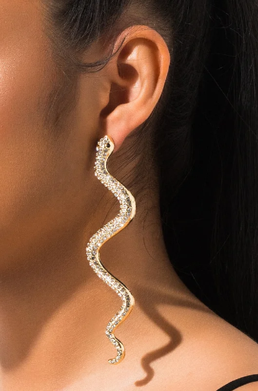 Drop Earrings for Party Look -SNEAKY SNAKE EARRINGS SILVER