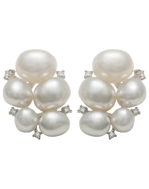 Magnetic Closure Drop Earrings for Easy -South Sea Keshi Pearl Stud Earrings